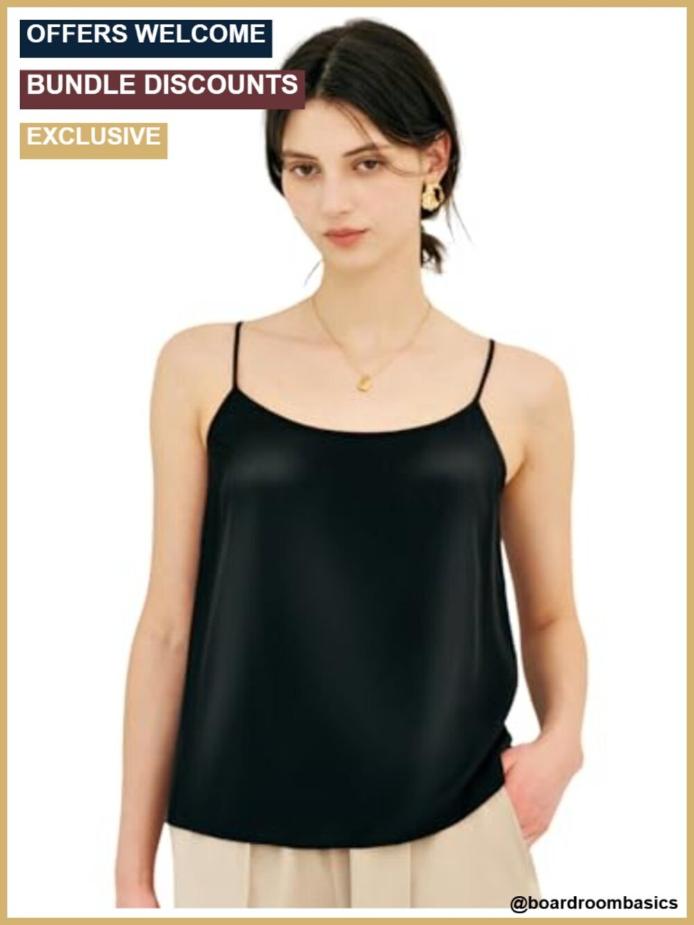 19MM Mulberry Silk Camisole Top Scoop Neck Adjustable Spaghetti Strap
